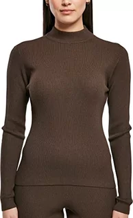 Bluzy damskie - Urban Classics Bluza damska z prążkowanym dekoltem, brązowa, rozmiar 5XL, brązowy, 5XL - grafika 1