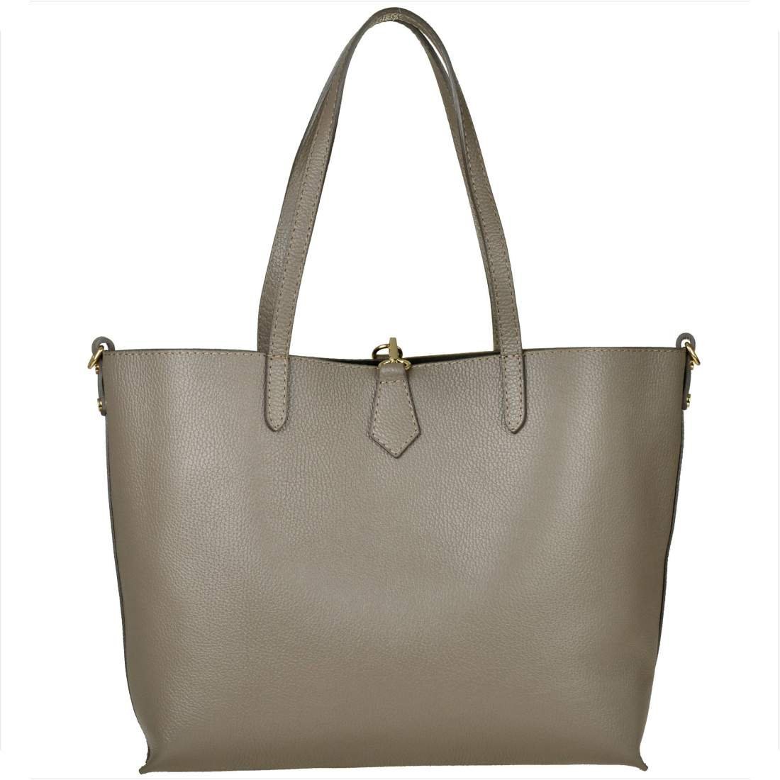 Borse in Pelle Torebka shopper skórzana brąz taupe z kosmetyczką