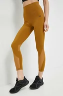 Legginsy - adidas Performance legginsy treningowe Tailored kolor brązowy gładkie - miniaturka - grafika 1