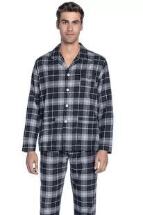 Flanelowa piżama męska SAMUEL Ciemnoszary 4XL - Piżamy męskie - miniaturka - grafika 1