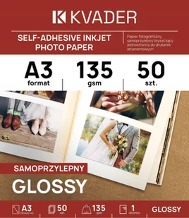 A3 PAPIER SAMOPRZYLEPNY FOTO BŁYSZCZĄCY 50 szt DO DRUKARKI ATRAMENTOWEJ - Papier do drukarek - miniaturka - grafika 1
