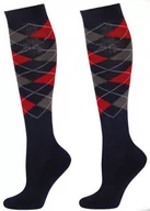 Skarpetki jeździeckie - HARRY''S HORSE Podkolanówki jeździeckie CHECK navy-grey-red - miniaturka - grafika 1