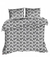 Pościel - pościel z kory 180x200 + 2 poszewki K 118 szara w kratkę - miniaturka - grafika 1