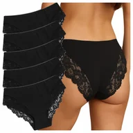 Majtki damskie - 5x Klasyczne Damskie Majtki z miękkiego materiału KORONKA Komfort i styl - miniaturka - grafika 1