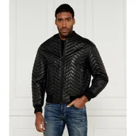 Kurtki męskie - Emporio Armani Skórzana kurtka bomber Loose fit z dodatkiem wełny - miniaturka - grafika 1