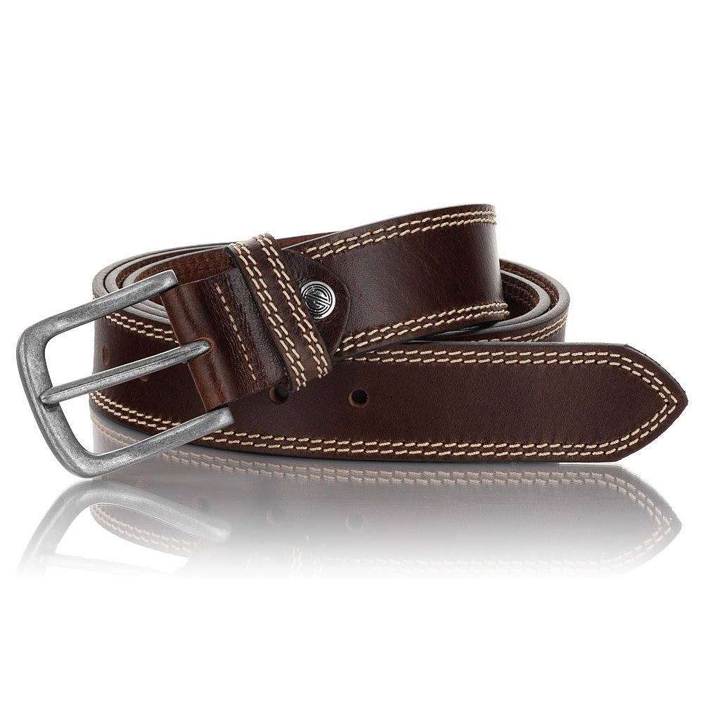 Pasek skórzany antyalergiczny Lindenmann 433 - Brązowy ciemny 110 cm