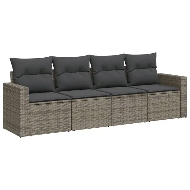 Zestaw mebli ogrodowych modułowych szary, rattan PE, wymiary 65,5x62x69 cm