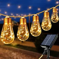 Lampy ogrodowe - 8-metrowe zewnętrzne lampki solarne, 16 żarówek, retro lampki solarne LED, wodoodporność IP65 - miniaturka - grafika 1