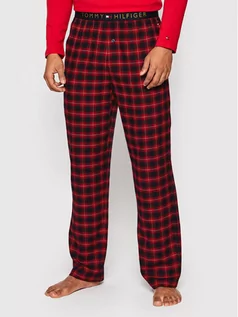 Piżamy męskie - Tommy Hilfiger Spodnie piżamowe UM0UM01973 Czerwony Regular Fit - grafika 1