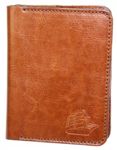 Etui Na Karty Dokumenty PolskaGalanteria Duże BRĄZOWY Skóra Naturalna Pionowe z Miejscem Na Bilon MOTYW STATEK 12 x 9 [cm] - Etui na dokumenty i karty - miniaturka - grafika 3