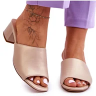 Klapki i japonki damskie - Eleganckie Gładkie Klapki Sergio Leone KL317 Beżowe beżowy - miniaturka - grafika 1