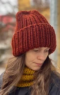 Czapki damskie - Zimowa czapka z wełny peruwiańskiej Lumi rdzawy brąz - miniaturka - grafika 1