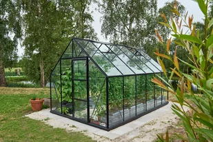 HALLS szklarnia ogrodowa Universal 128 - (9.9 m2; 2,57 x3,84 m), srebrna + baza - Szklarnie ogrodowe - miniaturka - grafika 8