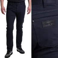 Spodnie męskie - Wrangler LARSTON Dark Navy DOPASOWANE GRANATOWE SPODNIE MATERIAŁOWE W30 L30 - miniaturka - grafika 1