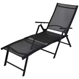 vidaXL vidaXL Składany leżak z aluminium 178x63,5x96 cm czarny - Leżaki ogrodowe - miniaturka - grafika 1
