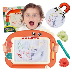WOOPIE Znikopis Tablica Magnetyczna Kolorowa + 2 Stempelki Dinozaur - Tablice dla dzieci - miniaturka - grafika 1