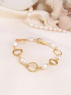 Bransoletki - L'Atelier de Gaia Pozłacana bransoletka z perłami - miniaturka - grafika 1