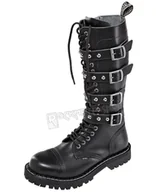 Botki męskie - glany STEEL - BLACK (20-dziurkowe) 4 klamry + suwak BALLS-37 - miniaturka - grafika 1