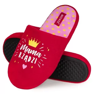 Kapcie dla Mamy na prezent SOXO Mama rządzi w pudełku prezentowym - 36–37 - Kapcie damskie - miniaturka - grafika 1
