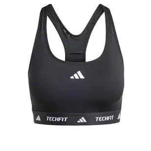 adidas Damski biustonosz Powerreact Training Medum Support Techfit, L A-B czarny - Biustonosze - miniaturka - grafika 1