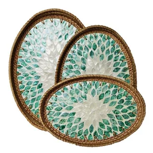 TACE RATTAN PLECIONE ZDOBIONE DEKORACYJNE ZESTAW 3 sztuk - Tace i patery TACE RATTAN PLECIONE ZDOBIONE DEKORACYJNE ZESTAW 3 sztuk - Tace i patery - miniaturka - grafika 1