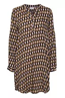 Bluzki damskie - Damska koszulka KAFFE Tunec z podwijanymi rękawami Oversized Długa bluzka Casual Dress Woman, Candy Pink/Thrush Braid Print, 40 - miniaturka - grafika 1