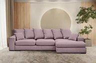 Narożniki - Sofa w kształcie L GABON narożnik z funkcją spania Riviera fioletowy prawy - miniaturka - grafika 1