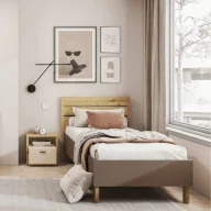 Szafy i szafki dla dzieci - Łóżko beżowe Lenny 90x200 cm - miniaturka - grafika 1