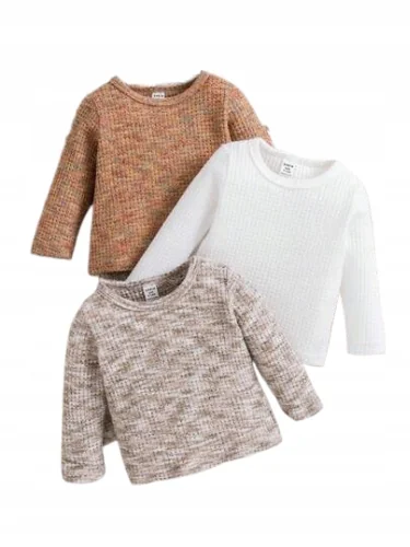 SHEIN BLUZKA Z DŁUGIM RĘKAWEM CASUAL 3-PACK 86 ŁŁC