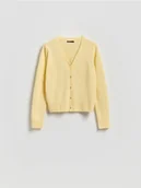 Swetry damskie - Reserved - Wełniany kardigan - jasnożółty - miniaturka - grafika 1