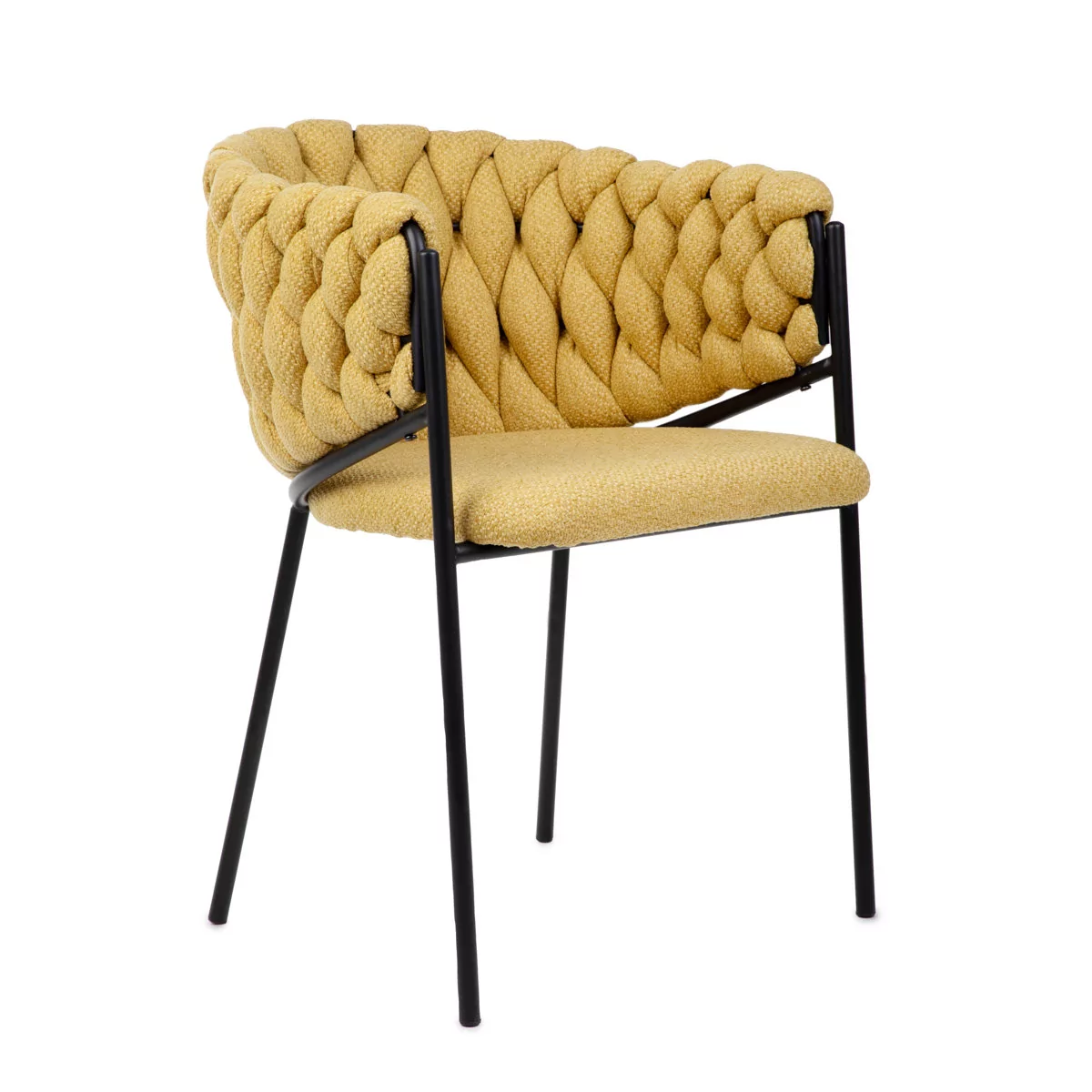 Stylowe krzesło MERLE w tkaninie musztardowe 57x59x78 GLAMOUR