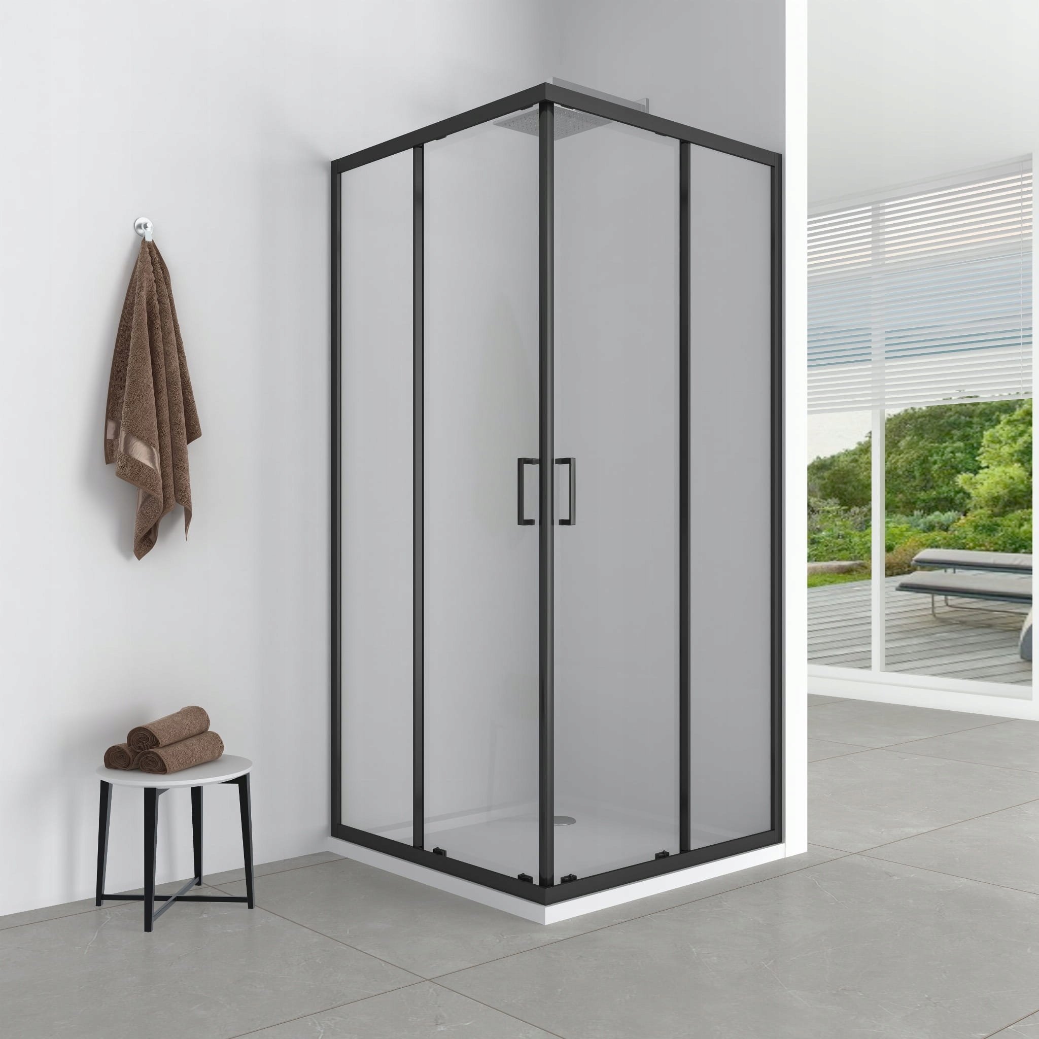 Aptel AQ.101-501115 / AQUAFORM / AZUL / KABINA KWADRATOWA 90/185 BLACK MATT, SZKŁO CZYSTE 5MM EASY CLEAN /