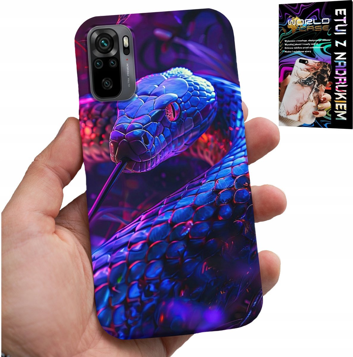 ETUI DO XIAOMI NOTE 10 / 10S - WĄŻ KOBRA GRZECHOTNIK GADY CASE + FOLIA