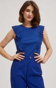 Bluzki damskie - Prążkowana bluzka damska z falbaną niebieska 4302, Kolor niebieski, Rozmiar XS, Moodo - Primodo.com - miniaturka - grafika 1