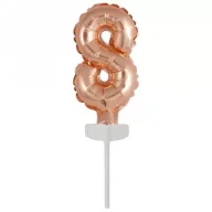 Balony i akcesoria - Balon foliowy mini cyfra 8 różowe złoto 6,5x12cm - miniaturka - grafika 1
