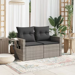 Sofa ogrodowa z poduszkami, 2-osobowa, szara, polirattan Lumarko! - Sofy ogrodowe - miniaturka - grafika 4