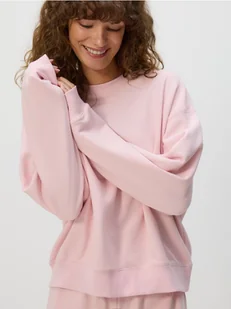 Reserved - Bawełniana bluza - pastelowy róż - Bluzy damskie - miniaturka - grafika 1
