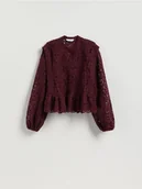 Koszule damskie - Reserved - Koszula ze strukturalnej tkaniny - bordowy - miniaturka - grafika 1