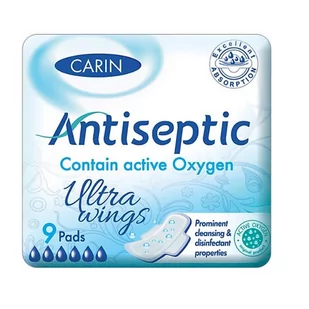 Carin CARIN Ultracienkie podpaski ze skrzydełkami ANTISEPTIC, 9 szt 8594004301451 - Podpaski - miniaturka - grafika 1