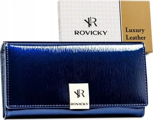 Rovicky Duży portfel damski ze skóry lakierowanej na zatrzask — Rovicky - Portfele - miniaturka - grafika 1