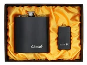 Piersiówki - Piersiówka w Zestawie z Zapalniczką Żarową Czarna - miniaturka - grafika 1