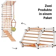 Wyposażenie sportowe i gimnastyczne - Drabinka gimnastyczna dla dzieci Rinagym 2 w 1 biała 5P5P7S5P+SLIDE-WHITE - miniaturka - grafika 1