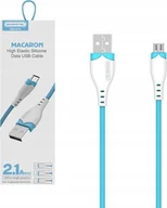 Kable USB - Kabel USB Somostel KABEL USB MICRO 2.1A SOMOSTEL NIEBIESKI 2100mAh QUICK CHARGER 1.2M POWERLINE SMS-BP04 MACARON - miniaturka - grafika 1