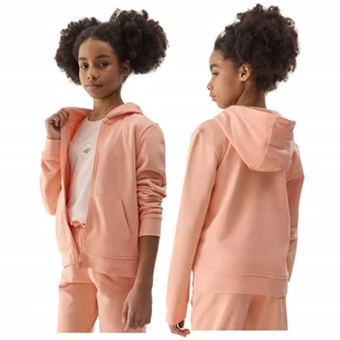 BLUZA dziecięca z KAPTUREM dla dziewczynki 4F dresowa 4FJWSS24TSWSF0919 140 - Bluzy dla dziewczynek - miniaturka - grafika 1