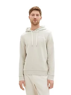 Męska bluza z kapturem i nadrukiem z logo TOM TAILOR, 26199-lucerna beżowa, XL - Bluzy męskie - miniaturka - grafika 1