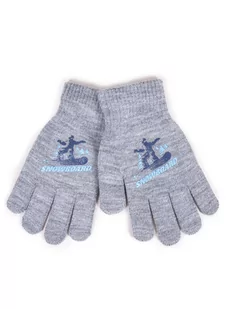 Rękawiczki Chłopięce Pięciopalczaste Szare Snowboard 16 Cm Yoclub - Rękawiczki dla dzieci - miniaturka - grafika 1