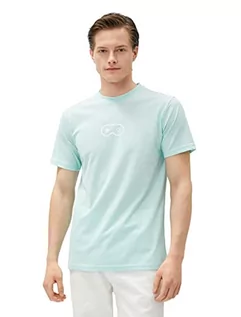 Koszulki męskie - Koton Koszulka męska z nadrukiem Crew Neck Slim Fit Short Sleeve, Zielony (786), XXL - grafika 1