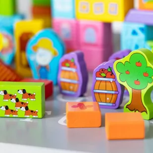 Klocki drewniane - Zagroda Miasto 100 elementów - Klocki - miniaturka - grafika 1
