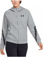 Bluzy sportowe damskie - Damska bluza treningowa UNDER ARMOUR Fleece Taped WM FZ Hoodie - szara - miniaturka - grafika 1