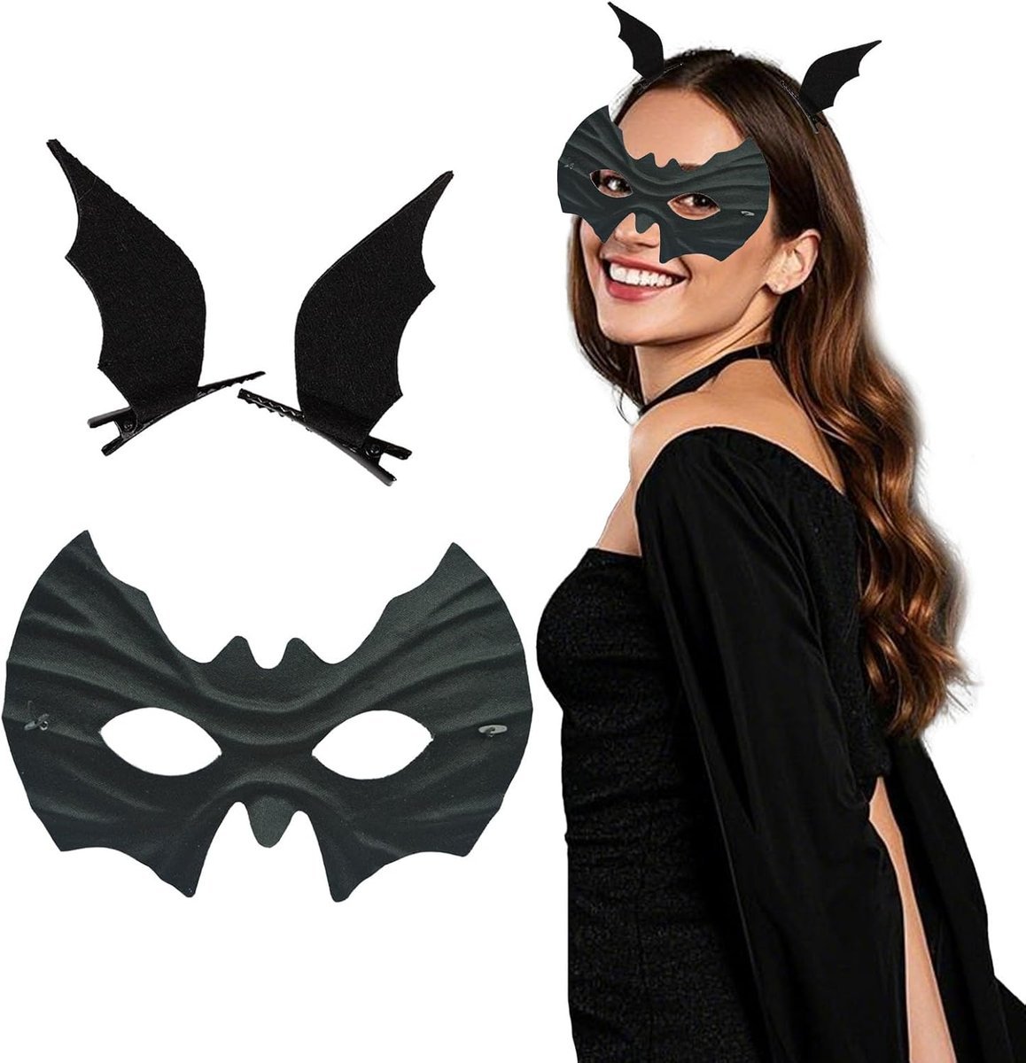 Maska nietoperza, maska na Halloween, czarne spinki do włosów, nietoperz, maska na oczy, maska na maskaradę, karnawał, imprezę Cosplay